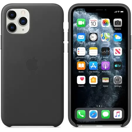 Husa de protectie Apple pentru iPhone 11 Pro, Piele, Black