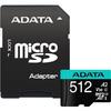 A-Data ADATA 512GB Premier Pro MICROSDXC, R/W up to 100/80 MB/s, with Adapter