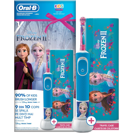 mărire Aliat profitabil  Oral-B Set Periuta de dinti electrica copii + Travel Case Oral B Vitality  D100 , 1 capat, 4 stickere, Albastru - Pret: 0,00 lei - Badabum.ro