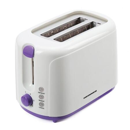 Prajitor de paine Heinner TP-750UV, 750W, 6 nivele de rumenire, 3 functii, control variabil al temperaturii, oprire automata, violet