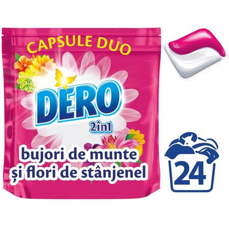 Detergent capsule duo Dero Bujor de Munte, 24 spalari