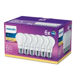 Philips Set 6 becuri LED E27, 8W (60W), 806 lm, lumina calda