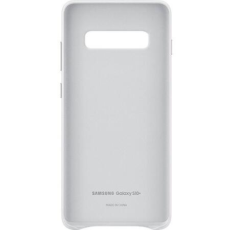 Carcasa Leather Cover pentru SAMSUNG Galaxy S10 Plus EF-VG975LWEGWW, piele naturala, white