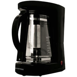 Filtru de cafea si ceai Albatros DOLCE 2 in 1, 680 W, 1.2 L, Infuzor ceai, Functie antipicurare, Cană de sticlă, Negru