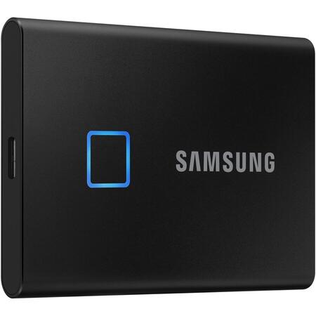 SSD extern Samsung T7 Touch, 500GB, USB 3.2 Gen2, Securizare Amprenta, Negru