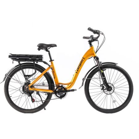 Bicicleta electrica Pegas Comoda Dinamic, aluminiu, motor Bafang 250W, roti 26, viteza maxima 20 km/H, 7 viteze, Galben
