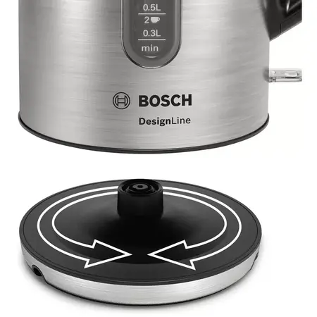 Fierbator apa Bosch DesignLine TWK4P440, 1.7l, 2400W, argintiu-negru