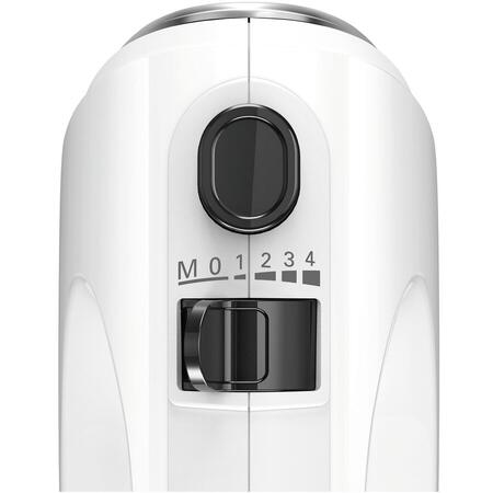 Mixer de mana Bosch CleverMixx Spotlight MFQ 25200, 500 W, 4 viteze, Alb/Argintiu