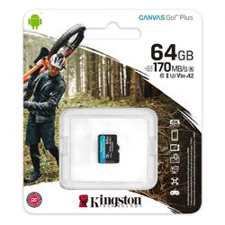 Card de memorie MicroSD Kingston Canvas GO Plus, 64GB, Clasa 10, UHS-I