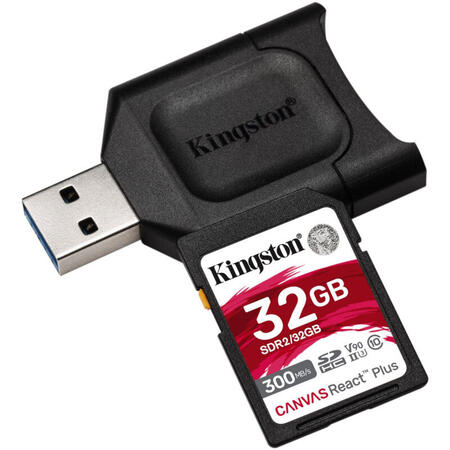 Card memorie Kingston SDHC UHS-II U3 Canvas React PLUS 32GB Clasa 10 + cititor USB