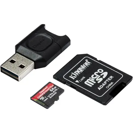 Card de memorie Kingston SDR2, 64GB, Class 10, UHS-II, U3, V90, A1 + Cititor de carduri Kingston SDXC