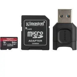Card de memorie Kingston SDR2, 64GB, Class 10, UHS-II, U3, V90, A1 + Cititor de carduri Kingston SDXC
