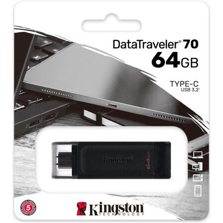 Memorie externa Kingston DataTraveler 70 64GB USB 3.2 Type-C Black