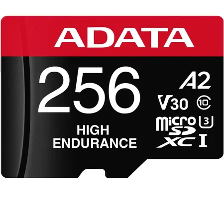 Card de memorie ADATA Endurance, MicroSDXC, 256GB, UHS-I V30, 100MB/s, Class 10 + Adaptor
