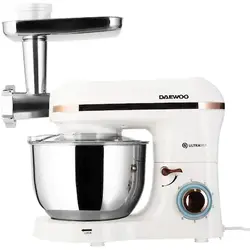 Mixer cu bol Daewoo DHM200MGW, putere 2000 W, capacitate de tocare 1.2 kg / minut, 3 discuri de taiere din inox, capacitate bol 5.5 litri, accesorii incluse:tel, carlig framantare, palete amestecare, Alb