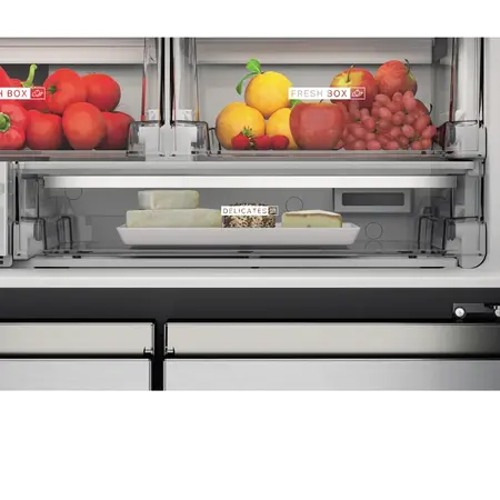 Side by Side Whirlpool WQ9IMO1L, 554 l, Full No Frost, Clasa F, Flexy Freeze, Ice dispencer, Inox