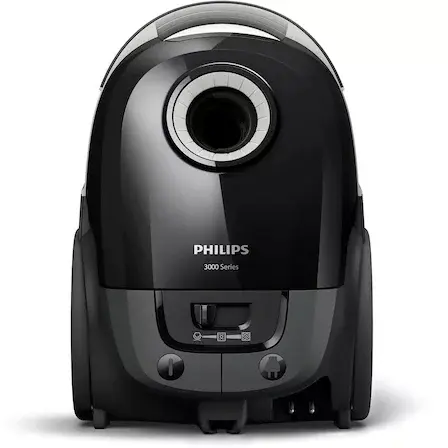 Aspirator cu sac Philips Seria 3000 XD3112/09, 900 W, 3 l, filtru anti-alergeni, perie integrata, cap TriActive, Negru