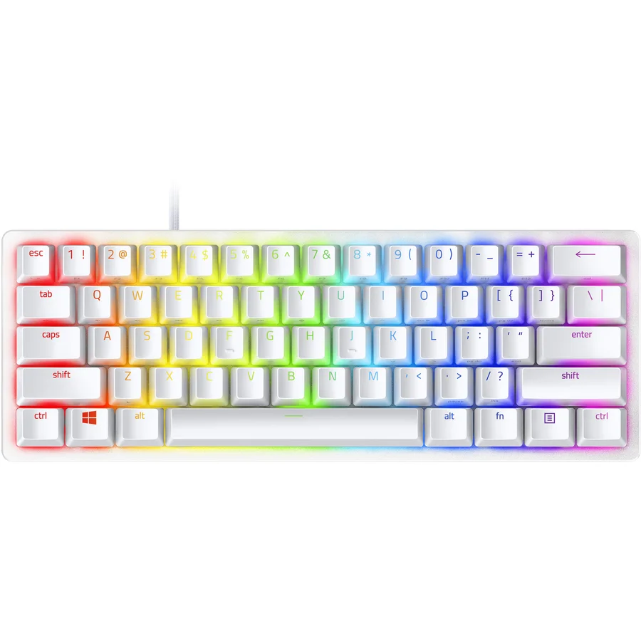 Tastatura gaming mecanica Razer Huntsman Mini, iluminare Chroma RGB, switch optic Purple, Alb Mercury