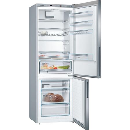 Combină frigorifică Bosch KGE49AICA, Low Frost, 413 L, Compartiment VitaFresh 0°C, Suport sticle, Clasa C, H 201 cm, Inox