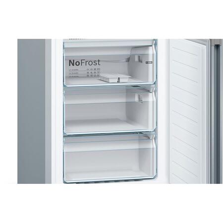 Combină frigorifică Bosch KGN39IJEA, No Frost, 366 L, Compartiment VitaFresh 0°C, Suport sticle, Clasa E, H 203 cm, Argintiu
