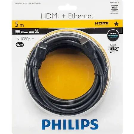 Cablu Philips HDMI, SWV2434W/10, tata-tata, 4K, Ethernet, 5 m, negru