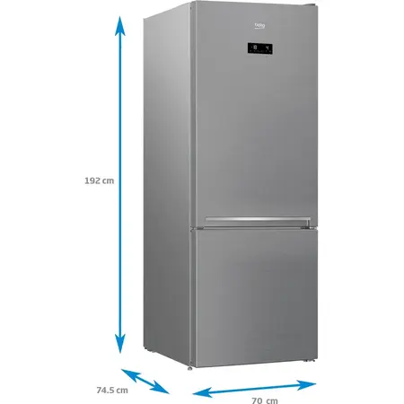 Combina frigorifica Beko RCNE560E40ZXBN, 514 L, HarvestFresh, NeoFrost Dual Cooling, Clasa E, H 192 cm, Argintiu