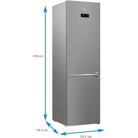 Combina frigorifica Beko Neofrost Dual Cooling RCNA406E60XBN, 362 l, NeoFrost, Display touch control, Raft sticle, Clasa C, H 203 cm, Argintiu