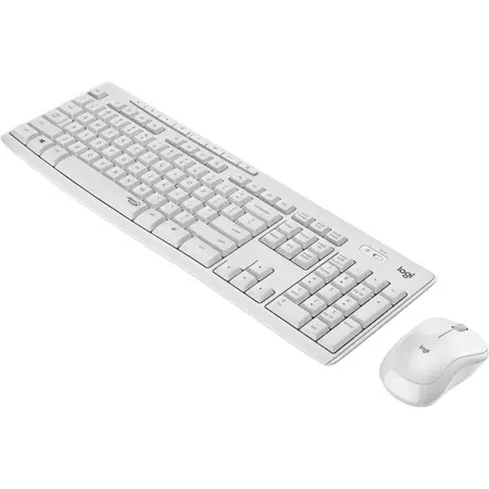 Kit wireless tastatura si mouse Logitech MK295 Silent, US layout, Off white