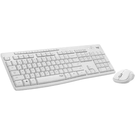 Kit wireless tastatura si mouse Logitech MK295 Silent, US layout, Off white