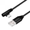 LOGILINK Cablu pt. smartphone, USB 2.0 (T) la USB 2.0 Type-C (T) la 90 grade,  1m, premium, cablu cu impletire din bumbac, negru