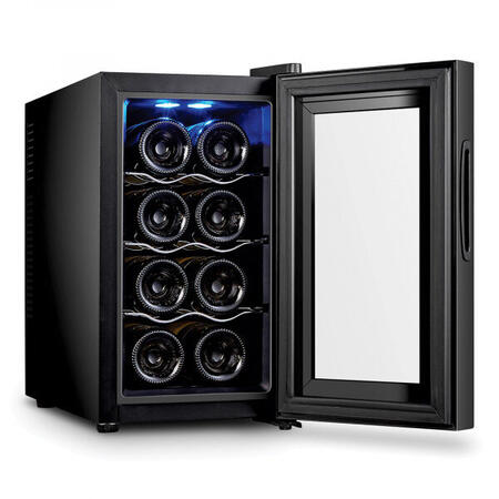 Racitor pentru vinuri Samus SRV25CRA+, 21 L, 8 sticle, Control electronic, 3 rafturi cromate, Clasa A+, Negru