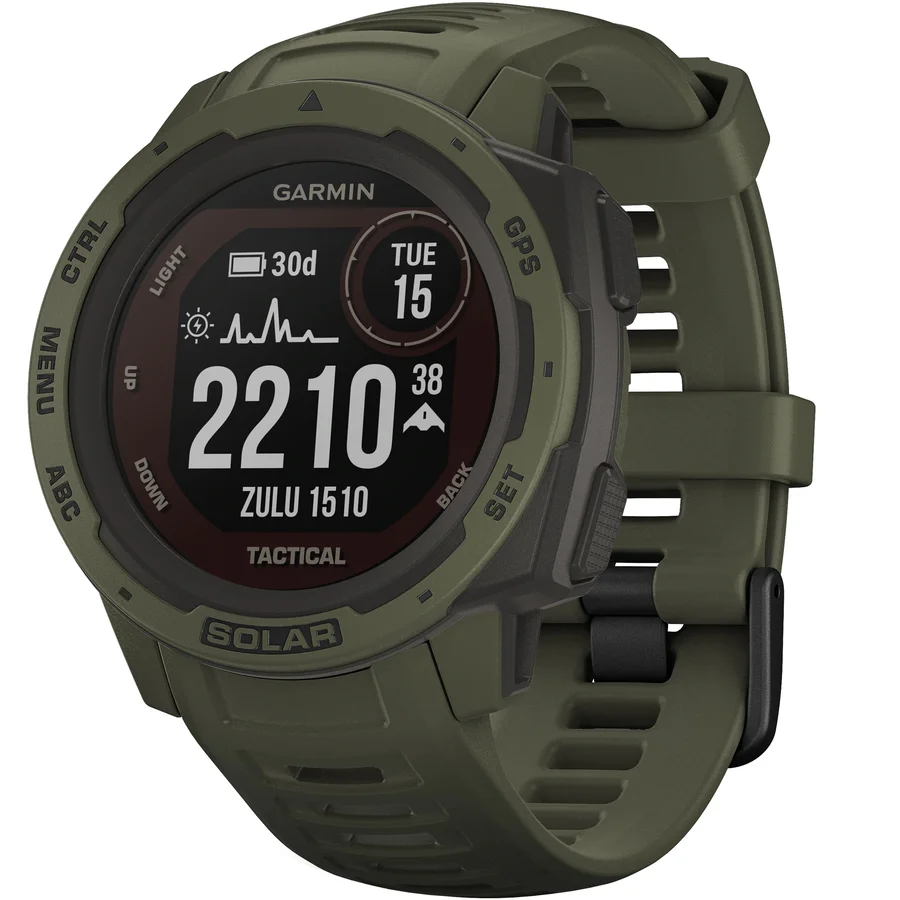 Ceas smartwatch Garmin Instinct Solar, Tactical Edition, GPS, Moss