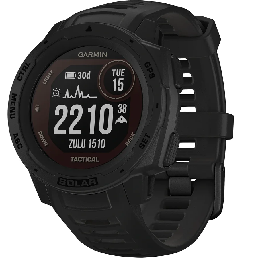 Ceas smartwatch Garmin Instinct Solar, Tactical Edition, GPS, Black
