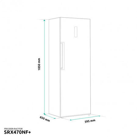 Frigider (racitor) cu 1 usa Samus SRX470NF+, No Frost, 340 L, Display LCD, Compartiment Chiller, H 185 cm, Clasa F, Inox/silver