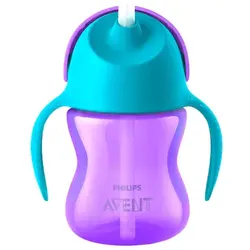 Philips-AVENT Cana cu pai Philips Avent SCF796/02, 9 luni, 200 ml, Mov/Albstru