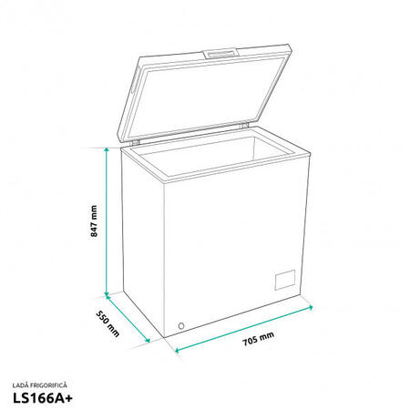 Lada frigorifica Samus LS166A+, 145 L, Termostat reglabil, Functie Fast freeze, Interior aluminiu, L 70.5 cm, Clasa F, Alb