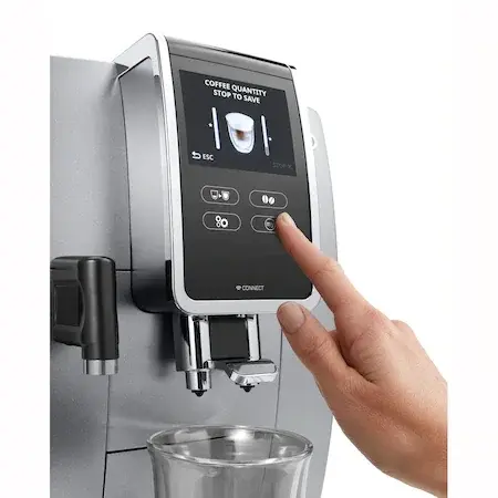 Espressor automat De'Longhi Dinamica Plus ECAM370.85.SB, 1450W, 19 bar, sistem LatteCrema, program “My coffee”, Bluetooth, Gri