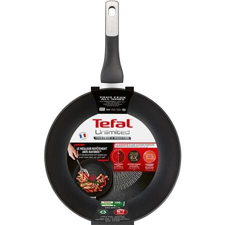 Tigaie wok TEFAL Unlimited G2551972, 28cm, aluminiu, negru