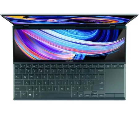 Laptop ultraportabil ASUS ZenBook Duo 14 UX482 cu procesor Intel® Core™ i7-1165G7 pana la 4.70 GHz, 14", Full HD, Touch, 16GB, 1TB SSD, NVIDIA® GeForce® MX450 2GB, Windows 10 Pro, Celestial Blue