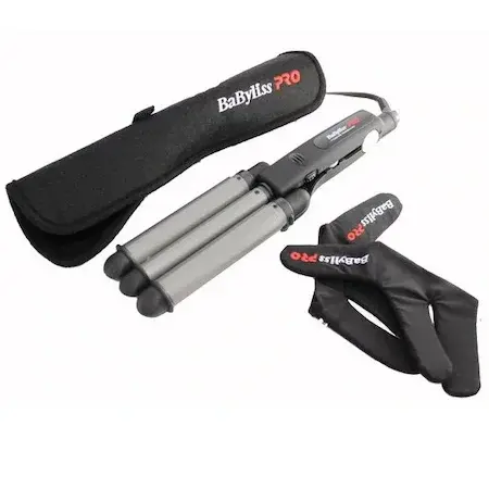 Ondulator profesional triplu Babyliss Pro 2269 22-19-22 mm, 220 grade, Negru