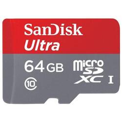 Card de memorie SanDisk Ultra microSDXC, 64GB, 100MB/s Class 10 UHS-I