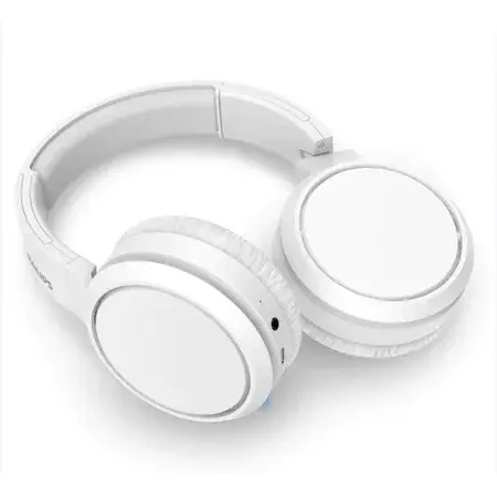 Casti audio wireless Philips TAH5205WT/00, Bluetooth 5.0, Bass Boost, redare 29 h, gestionare apeluri, incarcare rapida, design ergonomic, microfon incorporat, alb