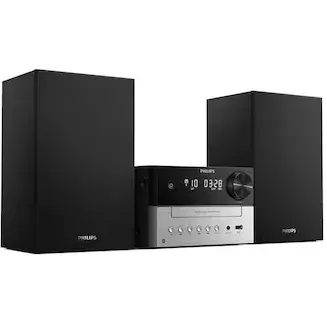 Microsistem audio Philips TAM3205/12, 18W, CD, FM, USB, Bluetooth, Aux, telecomanda, negru/gri