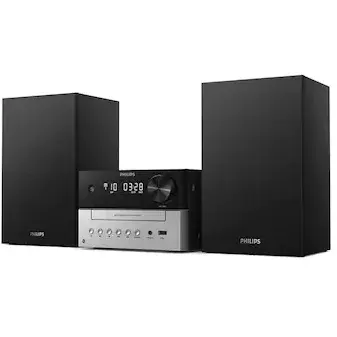 Microsistem audio Philips TAM3205/12, 18W, CD, FM, USB, Bluetooth, Aux, telecomanda, negru/gri