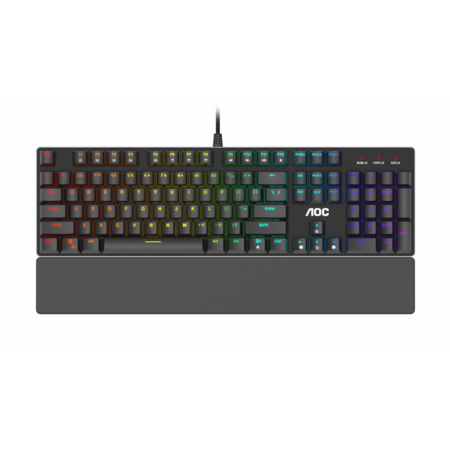 Tastatura gaming mecanica AOC GK500, iluminare RGB, Switch Outemu Red, layout US Int, Negru