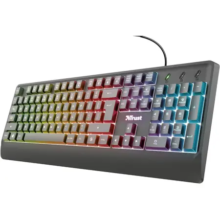 Tastatura gaming Trust Ziva, iluminare Rainbow LED, Negru