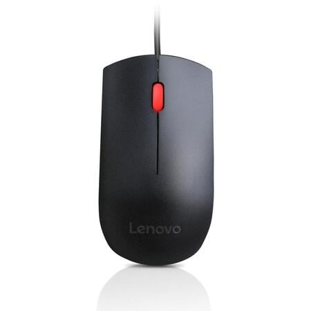 Mouse Lenovo Essential, USB, 1600DPI, Negru / Rosu