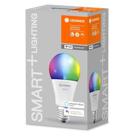 Bec Led Ledvance SMART+ WiFi Classic Multicolour, E27, A60, 9W (60W), 230V, temperatura lumina reglabila 2700-6500K, 806 lumeni