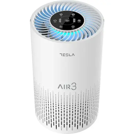 Purificator Tesla TAPA3 Air3, CADR 200 m3/h, Senzor calitate aer, WiFi, Timer, Filtru HEPA, Alb