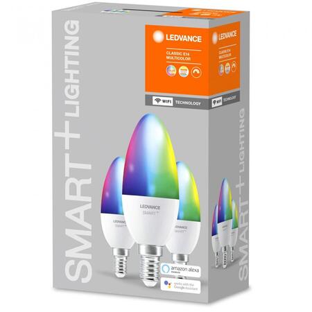 Set 3x bec LED Ledvance SMART + WIFI B40, E14 FS3, 5W (40W), 230V, RGBWFR, 470 lumeni